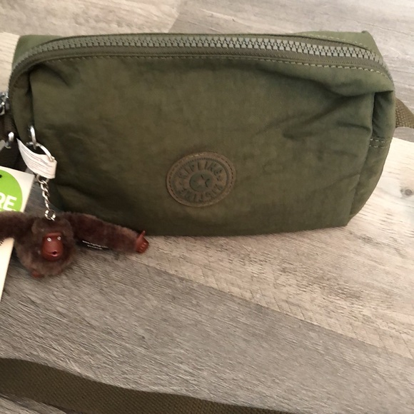 Kipling Colleen 100% Polyester Jaded Green Tonal Crossbody + Monkey Key Chain - Picture 14 of 14